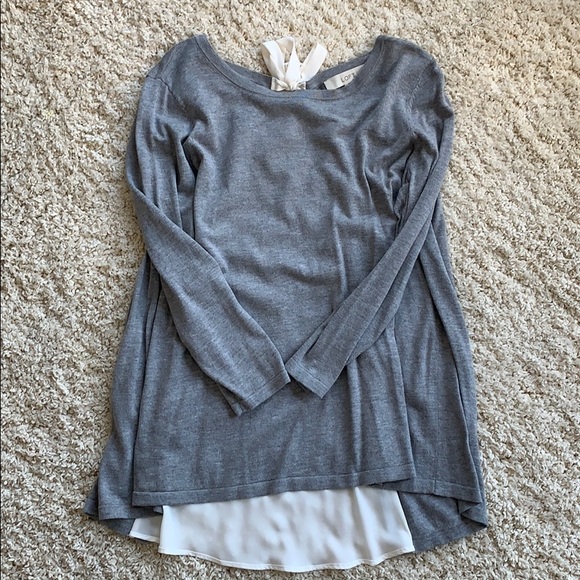 Grey mixed material lightweight sweater - Picture 3 of 5